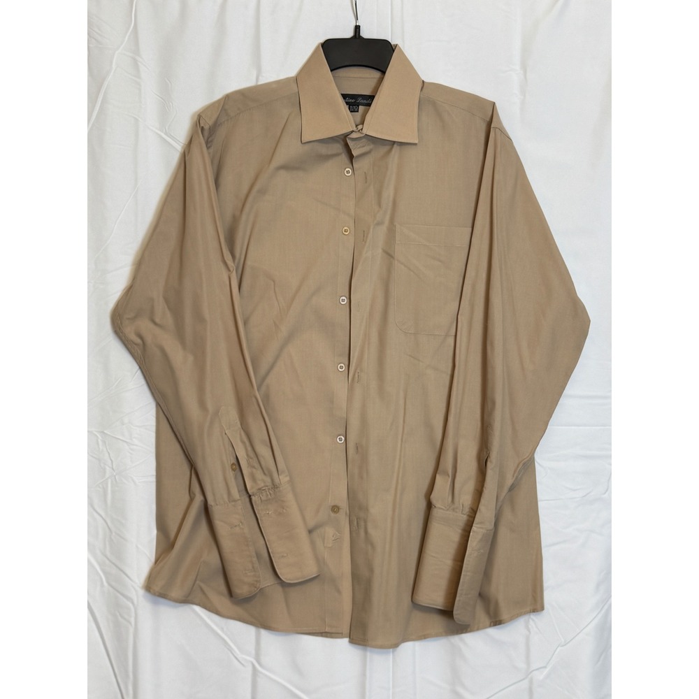 Fortino Landi‎ Mens Tan Long Sleeve Button Up Dress Shirt Size 16 16.5 34 35